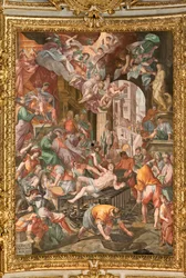 Genoa, Duomo (St Lawrence Cathedral), inside, the presbytery vault: "The Martyrdom of St Lawrence"