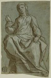 Seated Female Figure Holding a Dove