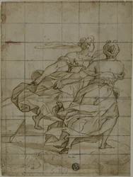 Two Women on Clouds, Pulling a Load