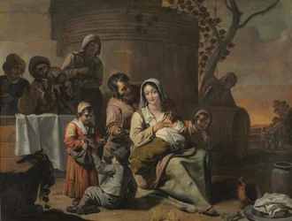 Vintage Scene and Peasant Children Dancing, 1650s