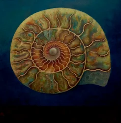Ammonite, gold and Green