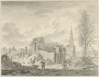 View of the Rapenburg in Leiden after the Gunpowder Disaster of January 12, 1807
