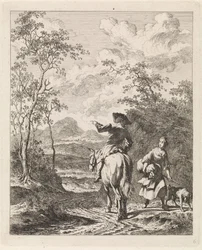 Rider Asking Directions from a Girl with Dog (Landscapes with Figures)