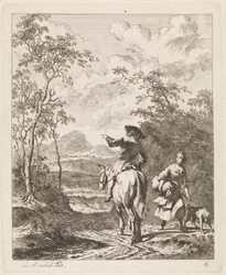 Rider Asking Directions from a Girl with Dog