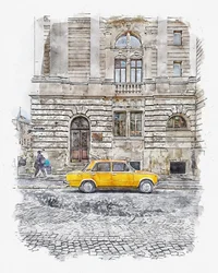 Classic Yellow Car Street