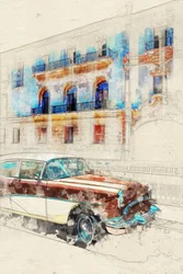 Havana Classic Car Sketch