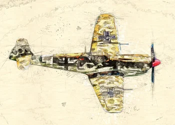 Vintage Fighter Plane Sketch