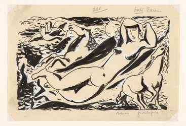 Reclining Woman with Two Horses