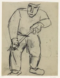 Standing Man Holding a Stick
