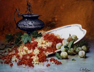 Still Life of Red and White Currants and Greengage