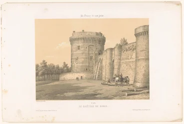 View of one of the towers of the castle of Dinan (Contemporary France)