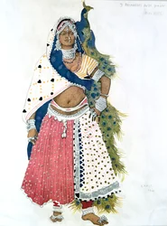Bayadere with Peacock, ballet costume design, 1911