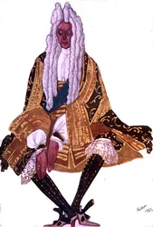 Costume design for Marshall Cantalabutte, after the departure of the wicked Fairy Carabosse, from Sleeping Beauty