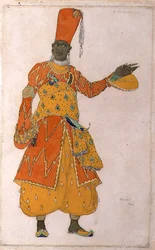 Costume design for one of the three eunuchs for 