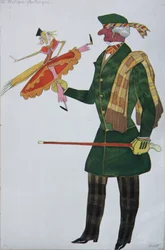 Englishman. Costume Design for the Ballet The Magic Toy Shop by G. Rossini, 1919
