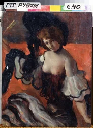 In a restaurant, lady in black