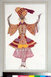 Russian ballet - costume drawn for the ballet The Blue God directed by C Michel Fokine