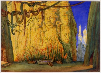Stage design for the Ballet Blue God by R. Hahn