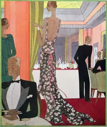 Fashion design for an evening dress by the House of Louise Boulanger at a Gala Soiree in the Casino at Le Touquet