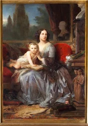 Portrait of Mary Brignole-Sale De Ferrari, Duchess of Galliera (1811-1888) with her son Filippo. Painting by Leon Cogniet (1794-1880) 1856 Palazzo Rosso, Galleria, Genoa