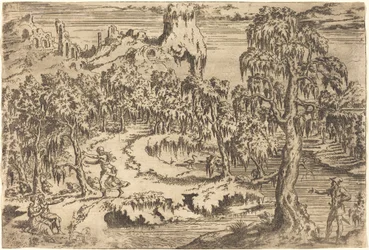Landscape with a Woman Fleeing at the Sight of a Soldier
