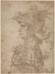 A Bust of a Warrior in Profile to Left
