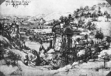 A sketch of a countryside view, 15th century 1930