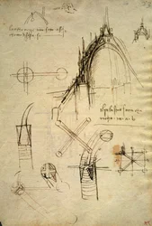 Architectural details and section of cupola of the Duomo in Milan, f41 of the Code Trivulzianus