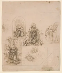 Compositional Sketches for the Virgin Adoring the Christ Child
