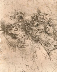 Drawing of caricatures, c. 1472-c. 1519, 1883