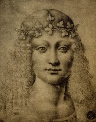 Head of a Girl or of a Young Bacchus, Drawing by Leonardo da Vinci