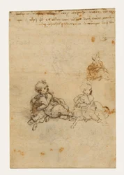Studies for the Christ Child with a Lamb (recto); Head of an Old Man, and Studies of Machinery (verso)