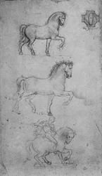 Two Studies of a Horse and one of a Horse and Rider, c1480 1945
