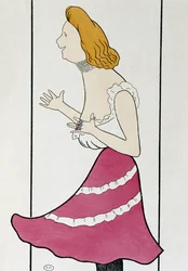 The Actress Mademoiselle Cassive in La Dame de Chez Maxim, by Georges Feydeau, Caricature 1899