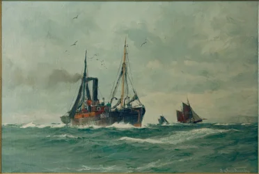 Fishing Steamer and Two Finkenwerder Ewer