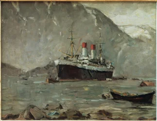 Passenger Steamer of Hamburg-Süd in a Norwegian Fjord