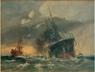 Woermann Steamer Passing Elbe 3