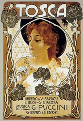 Cover by Leopoldo Metlicovitz of Score of Opera Tosca by Giacomo Puccini