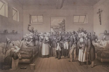 Aimable Jean Jacques Pelissier (1794-1864) Duke of Malakoff visiting the wounded soldiers after the capture of Sebastopol in 1855