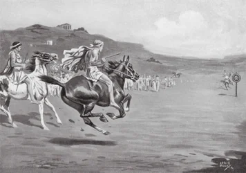 Greek Horsemen throwing the Javelin