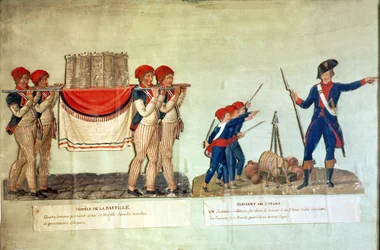 Carrying of the Model of the Bastille and Soldier Giving a Lecture to the Children, c.1790