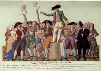 First Scene of the French Revolution in Paris: Camille Desmoulins Haranguing the Crowd at the Palais Royal on 12/07/1789