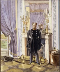 Portrait of Grand Duke Constantine Pavlovich of Russia at the Fireplace