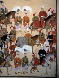 Ottoman Empire: Parade of the Janissaries (Yeniceri) with the commander