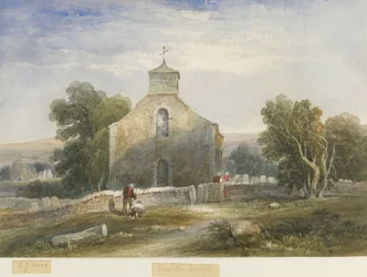 Onecote Church: Watercolor Painting, c.1830-1840