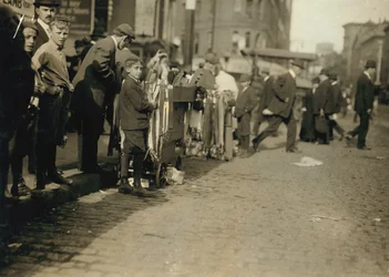 Boys Peddling Notions on Street, Boston, Massachusetts