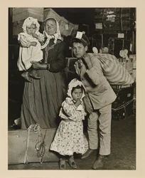 Italian Family Looking for Lost Baggage, Ellis Island