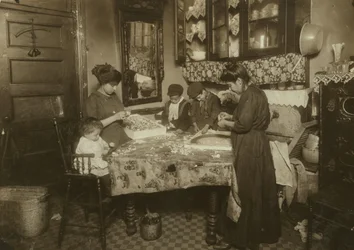 Mrs. Mette and Her Children Making Flowers in a Dirty New York Tenement, 1911