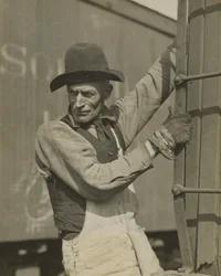 Old Fashioned Brakeman on Freight Train