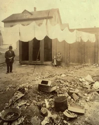 Outhouses in Backyard on Borden Street, Providence, Rhode Island